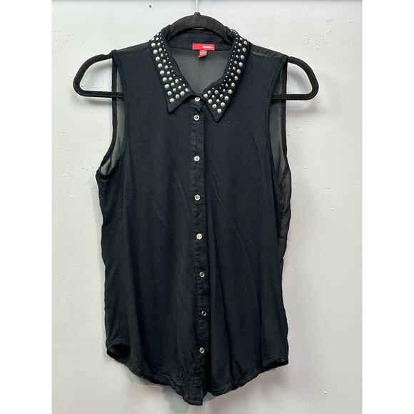 Bongo Y2K Sleeveless top Womens Large Sheer back studded Goth Whimsigoth - Picture 1 of 8